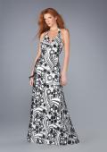 Picture of: Printed Halter Prom Dress with Low Scoop Back in Black White, Style: 13458, Main Picture