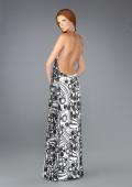 Picture of: Printed Halter Prom Dress with Low Scoop Back in Black White, Style: 13458, Back Picture