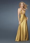 Picture of: Keyhole Halter Prom Dress with Beaded Bodice in Yellow, Style: 13704, Back Picture