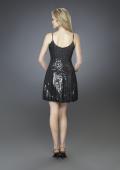 Picture of: Short Sequined Cocktail Dress with Bubble Skirt in Black, Style: 14021, Back Picture