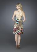 Picture of: Printed Halter Cocktail Dress with Criss Cross Back in Multi, Style: 14027, Back Picture