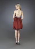 Picture of: Short Cocktail Dress with Bubble Skirt and Beaded Belt in Red, Style: 14051, Back Picture