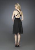 Picture of: Short Halter Cocktail Dress with Beaded Belt and Low Back in Black, Style: 14129, Back Picture