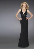 Picture of: Long Prom Gown with Criss Cross Back and Belt in Black, Style: 14180, Main Picture