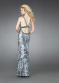 Picture of: Printed Scoop Neck Prom Dress with Open Crossed Back in Multi, Style: 14185, Back Picture