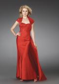 Picture of: Ruched Cap Sleeve Dress with Open Back in Red, Style: 14238, Main Picture