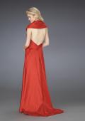 Picture of: Ruched Cap Sleeve Dress with Open Back in Red, Style: 14238, Back Picture