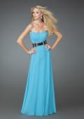 Picture of: Strapless Prom Gown with Satin Belt in Blue, Style: 14259, Main Picture