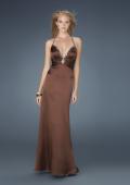 Picture of: Low V Neck Halter with Criss Cross Back and Beading in Brown, Style: 14303, Main Picture