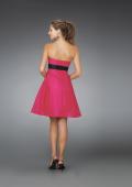 Picture of: Short Strapless Dress with Bow Bodice and Pleated Skirt in Pink, Style: 14311, Back Picture
