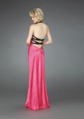 Picture of: Long Halter Prom Gown with Criss Cross Back Detail in Pink, Style: 14315, Back Picture