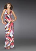 Picture of: Low V Neck Printed Prom Dress with T Shaped Back in Multi, Style: 14319, Main Picture