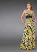 Picture of: Long Printed Halter Gown with Beaded Sash, Style: 14359 in Yellow, Detail Picture 1