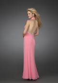 Picture of: Prom Dress with Beaded Belt and Thigh High Slit in Pink, Style: 14389, Back Picture
