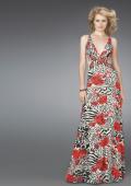 Picture of: Long Printed V Neck Prom Dress with Cut Outs in Multi, Style: 14396, Main Picture
