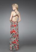 Picture of: Long Printed V Neck Prom Dress with Cut Outs in Multi, Style: 14396, Back Picture