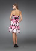 Picture of: Short Strapless Printed Cocktail Dress with Gathered Bodice in Multi, Style: 14424, Back Picture