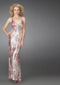 Picture of: Long Printed V Neck Gown with Criss Cross Back in Multi, Style: 14441, Main Picture