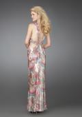 Picture of: Long Printed V Neck Gown with Criss Cross Back in Multi, Style: 14441, Back Picture