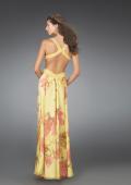 Picture of: Long Printed Prom Gown with Cut Outs and Open Back in Yellow, Style: 14529, Back Picture