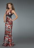 Picture of: Zebra Print Prom Dress with Deep V Neck in Red, Style: 14588, Detail Picture 2