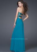 Picture of: Strapless Prom Gown with Satin Bust and Chiffon Skirt in Blue, Style: 14589, Back Picture