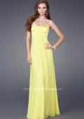 Picture of: Strapless Prom Gown with Satin Bust and Chiffon Skirt in Yellow, Style: 14589, Detail Picture 3