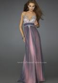 Picture of: Chiffon Prom Gown with Beaded Bust and Skirt Overlay in Purple, Style: 14757, Main Picture