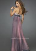 Picture of: Chiffon Prom Gown with Beaded Bust and Skirt Overlay in Purple, Style: 14757, Back Picture