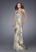 Picture of: Multi Animal Print Dress with Beaded X Back in Yellow, Style: 14992, Main Picture