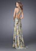 Picture of: Multi Animal Print Dress with Beaded X Back in Yellow, Style: 14992, Back Picture