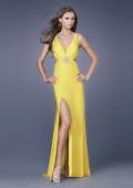 Picture of: Sexy Prom Dress with Side Cut Outs and Slit in Yellow, Style: 15015, Detail Picture 1