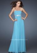 Picture of: Long Prom Dress with Ruched Bodice and Beading in Blue, Style: 15027, Detail Picture 1