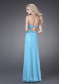 Picture of: Strapless Prom Gown with Cluster Beading and Cut Outs in Aqua, Style: 15081, Back Picture