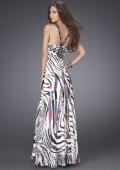 Picture of: Animal Print Prom Dress with Key Hole Cut Out and Beading in Multi, Style: 15082, Back Picture