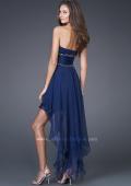 Picture of: High Low Prom Dress with Corset Bodice and Beading in Navy, Style: 15087, Back Picture