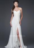 Picture of: Silk Gown with Ruched Bodice and Optional Slit in White, Style: 15100, Main Picture