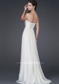 Picture of: Silk Gown with Ruched Bodice and Optional Slit in White, Style: 15100, Back Picture