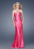 Picture of: Satin Dress with Intricate Beaded Neckline and Back in Hot Pink, Style: 15121, Main Picture