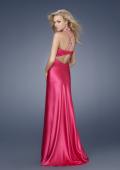 Picture of: Satin Dress with Intricate Beaded Neckline and Back in Hot Pink, Style: 15121, Back Picture