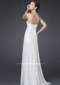 Picture of: Ruched Bodice A-line Gown with Belt and Broach in White, Style: 15128, Back Picture