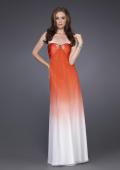 Picture of: Long Ombre A-line Strapless Dress with Cluster Beading in Orange, Style: 15144, Main Picture