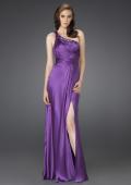 Picture of: One Shoulder Gown with Beading and Pleated Bodice in Purple, Style: 15158, Main Picture