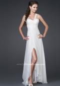 Picture of: Chiffon Gown with Floral Beaded One Shoulder Strap in White, Style: 15161, Main Picture