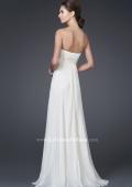Picture of: Chiffon Gown with Floral Beaded One Shoulder Strap in White, Style: 15161, Back Picture