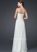 Picture of: Silk Gown with Beaded Empire Waist and Optional Slit in White, Style: 15174, Back Picture