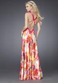 Picture of: Bright Floral Print Prom Gown with X Back in Multi, Style: 15178, Back Picture