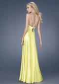 Picture of: Satin Dress with Beaded Straps and Low Beaded Back in Yellow, Style: 15179, Back Picture