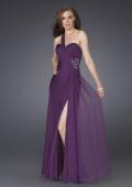 Picture of: One Shoulder Gown with Ruched Bodice and Beading in Purple, Style: 15247, Main Picture