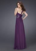 Picture of: One Shoulder Gown with Ruched Bodice and Beading in Purple, Style: 15247, Back Picture